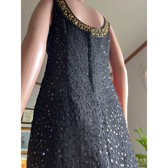 Mark & John by B2 Black Beaded Silk Cocktail Dress - Picture 7 of 9